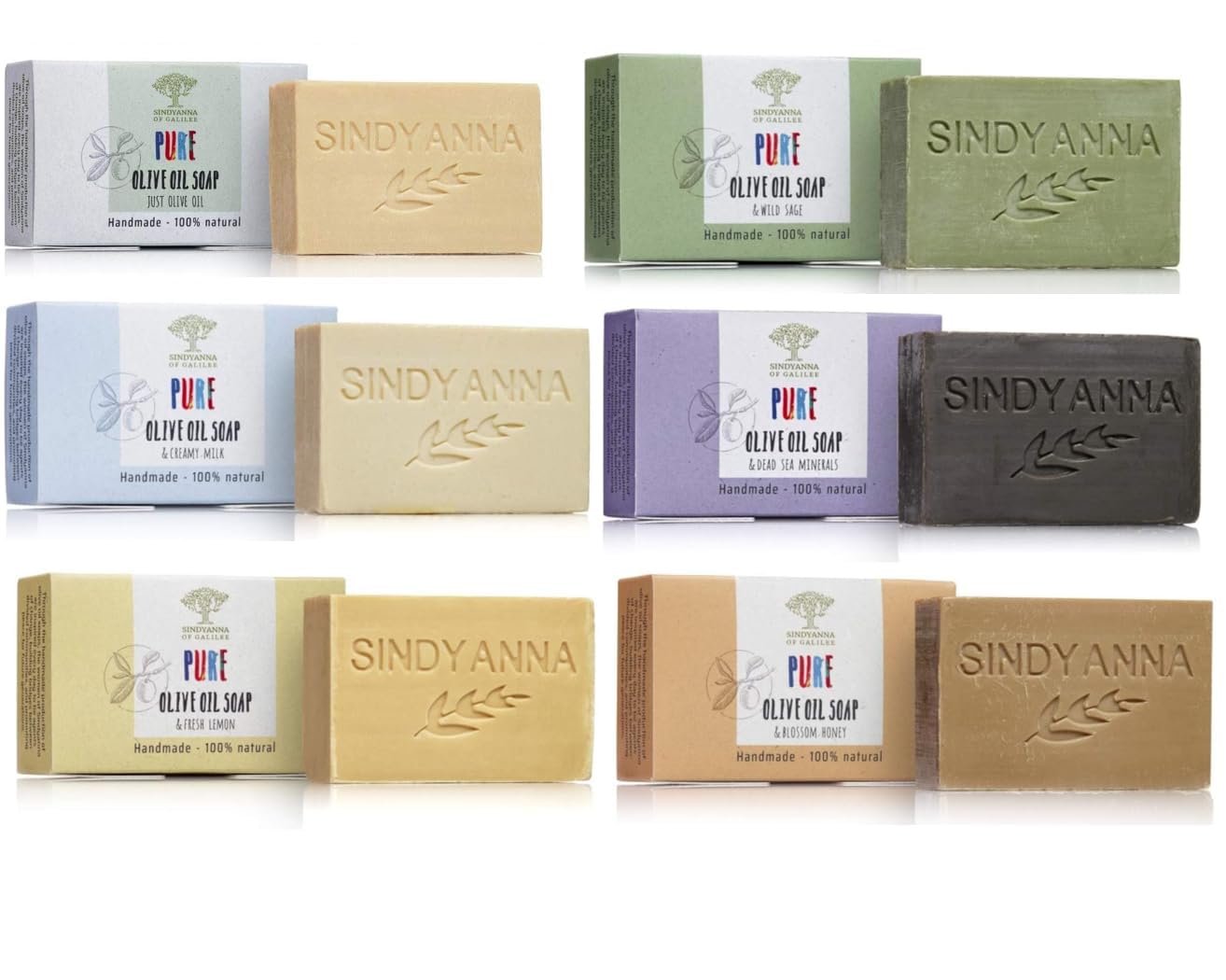 Handmade Bar Soap Set – 6 Natural Scents – Fair Trade Nablus Soap with Extra Virgin Olive Oil – All-Natural, Vegan, Moisturizing, Eco-Friendly Skincare