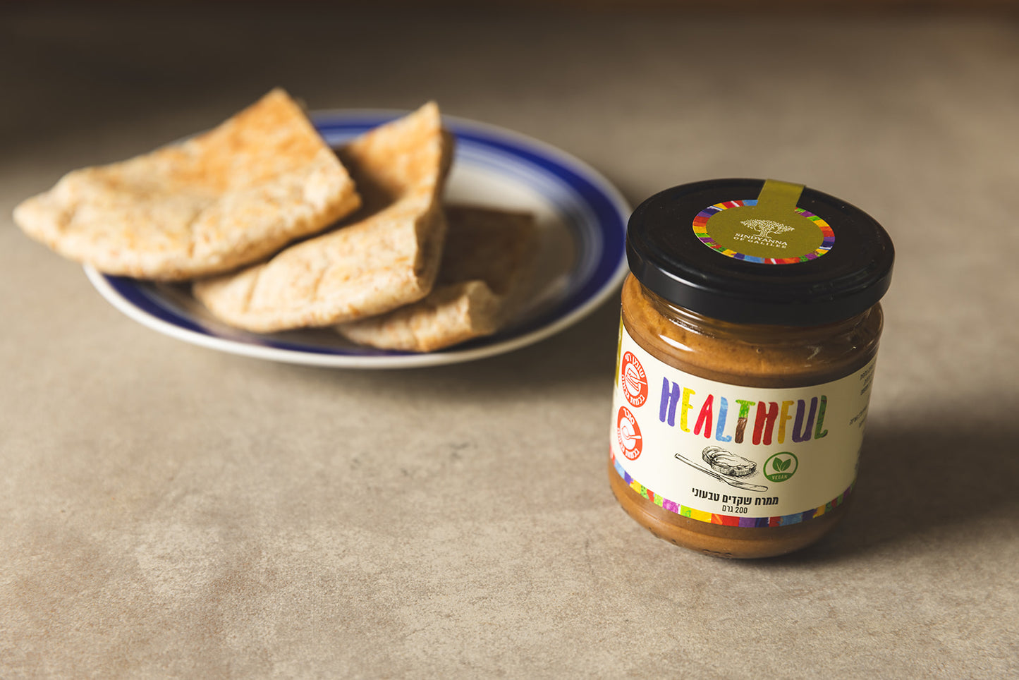 SINDYANNA OF GALILEE Vegan Almond Spread – Natural Spread with Almonds, Sesame, Carob Syrup & Date Honey