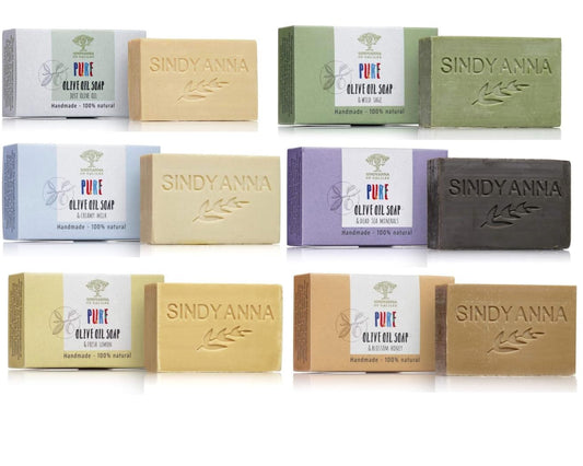 Handmade Bar Soap Set – 6 Natural Scents – Fair Trade Nablus Soap with Extra Virgin Olive Oil – All-Natural, Vegan, Moisturizing, Eco-Friendly Skincare