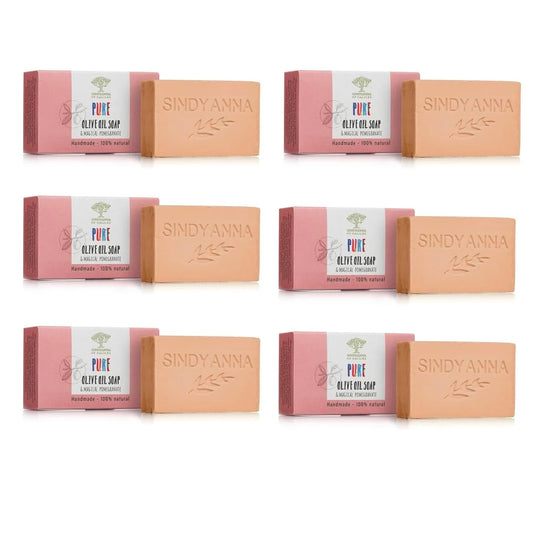 SINDYANNA OF GALILEE All Natural I Made by Hand I Fair Trade I Made with Extra Virgin Olive Oil Bar Soap, Handmade, Natural (6 Pack Soap Set) (Pomegranate)