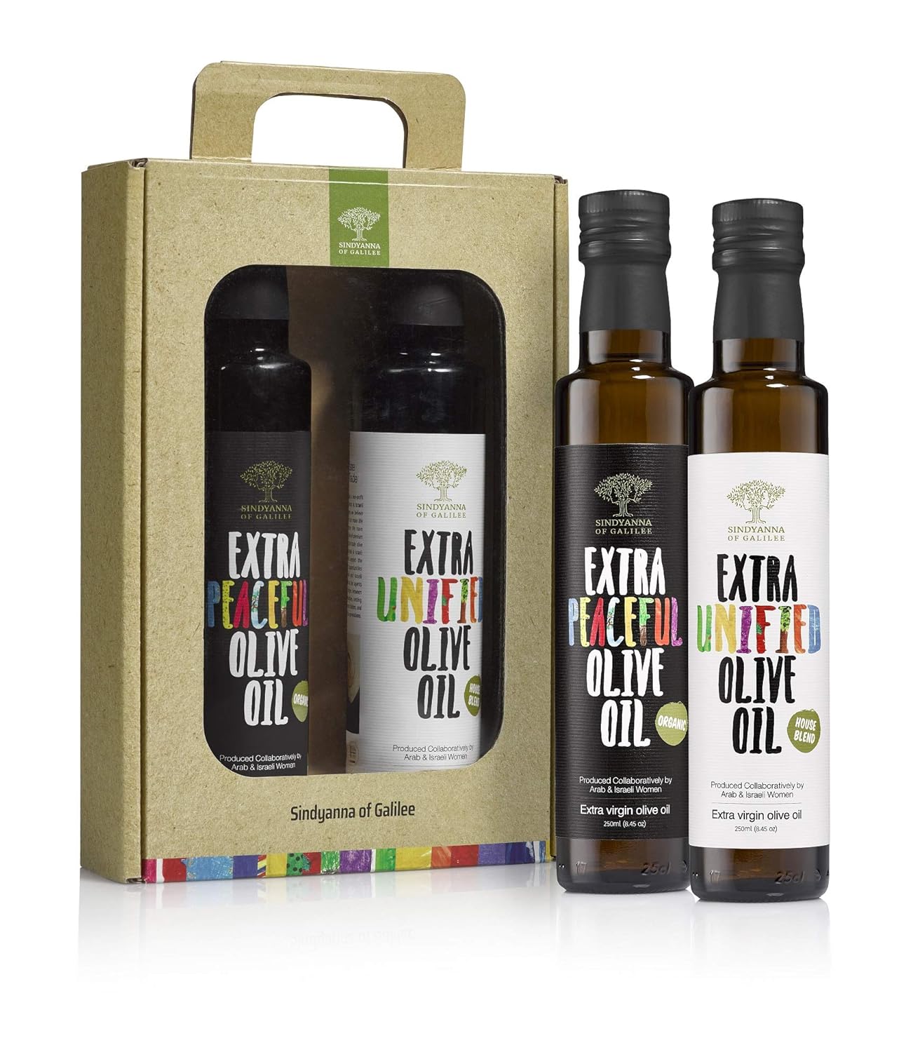 Sindyanna Olive Oil Pack Of 2 bottles. Extra Virgin Olive Oil Gift Set including House Blend & Organic Olive Oil, cold pressed