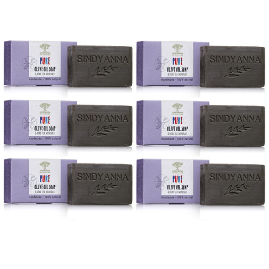 SINDYANNA OF GALILEE All Natural I Made by Hand I Fair Trade I Made with Extra Virgin Olive Oil Bar Soap, Handmade, Natural (6 Pack Soap Set) (Deadsea Mud)