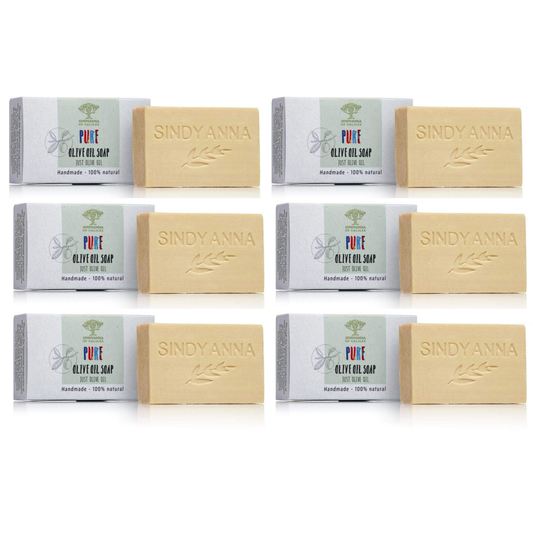 SINDYANNA OF GALILEE All Natural I Made by Hand I Fair Trade I Made with Extra Virgin Olive Oil Bar Soap, Handmade, Natural (6 Pack Soap Set) (Pure Olive)