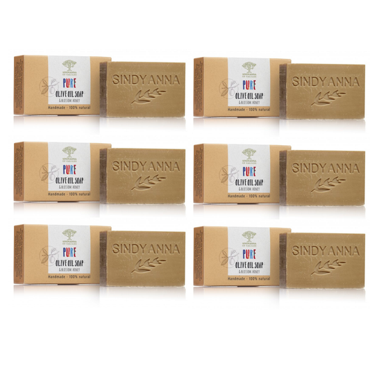 SINDYANNA OF GALILEE All Natural I Made by Hand I Fair Trade I Made with Extra Virgin Olive Oil Bar Soap, Handmade, Natural (6 Pack Soap Set) (Honey)