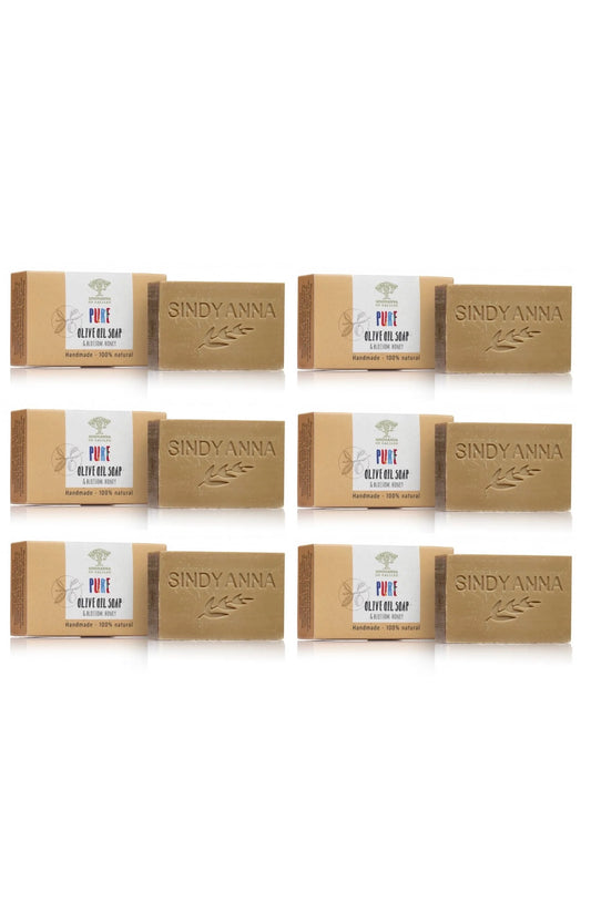 SINDYANNA OF GALILEE All Natural I Made by Hand I Fair Trade I Made with Extra Virgin Olive Oil Bar Soap, Handmade, Natural (6 Pack Soap Set) (Honey)