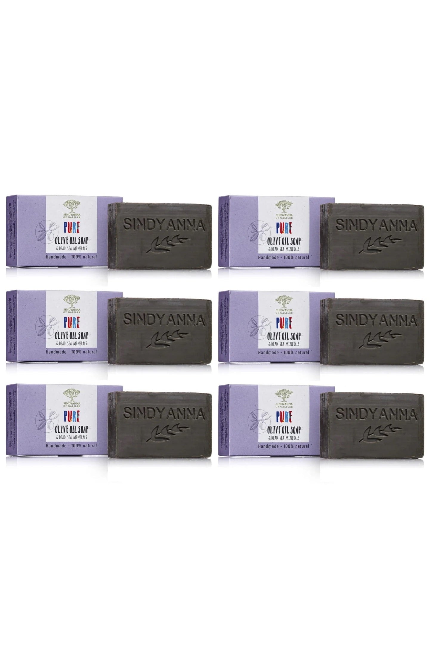SINDYANNA OF GALILEE All Natural I Made by Hand I Fair Trade I Made with Extra Virgin Olive Oil Bar Soap, Handmade, Natural (6 Pack Soap Set) (Deadsea Mud)