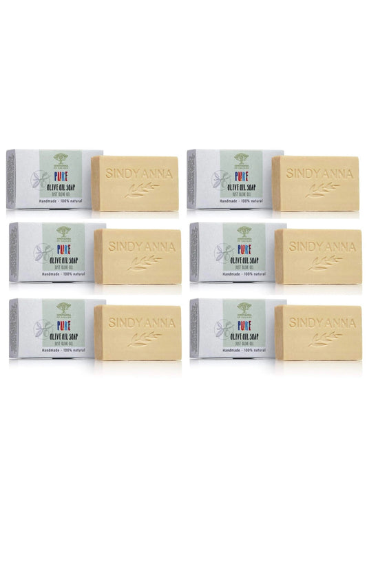SINDYANNA OF GALILEE All Natural I Made by Hand I Fair Trade I Made with Extra Virgin Olive Oil Bar Soap, Handmade, Natural (6 Pack Soap Set) (Pure Olive)